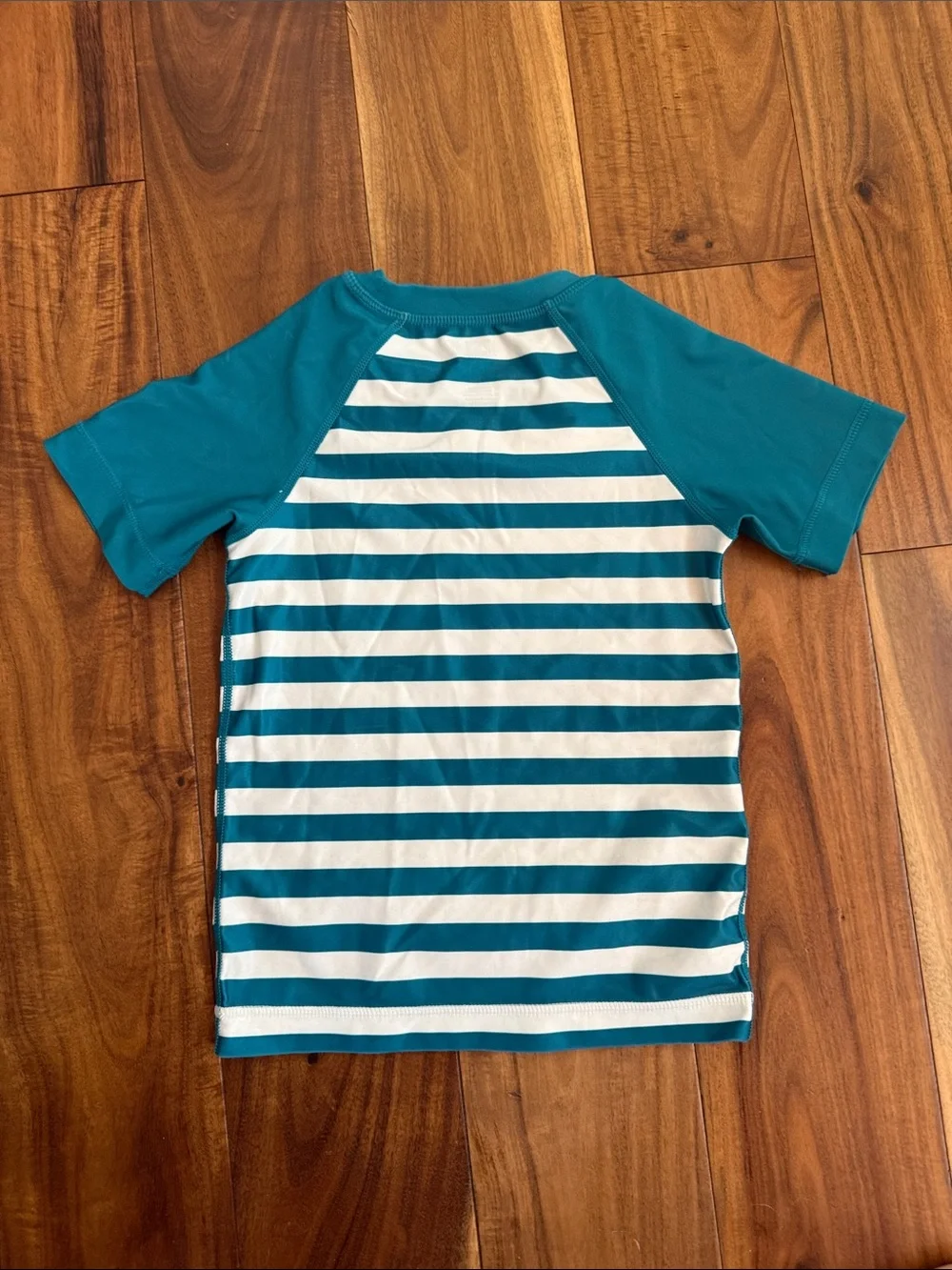 Tea Collection Teal and White Striped Raglan Short Sleeve Tee